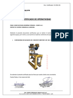 Certificado de Operatividad - Cortadora de Bloques