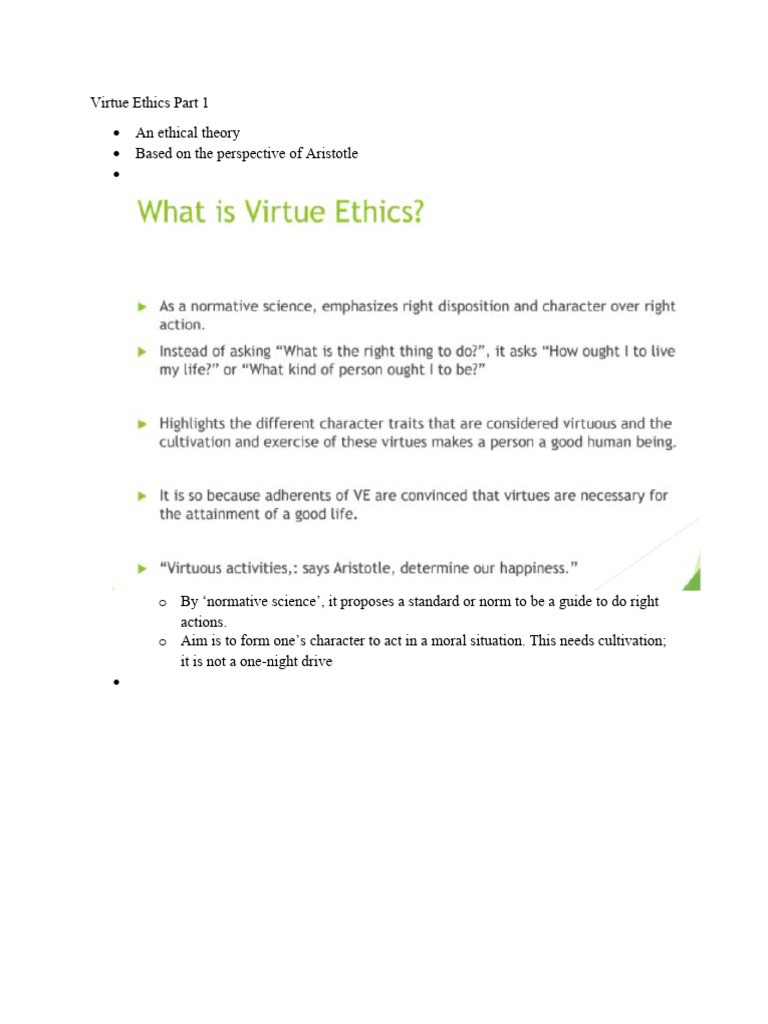 Understanding Virtue Ethics: Aristotle's Perspective | PDF | Virtue ...