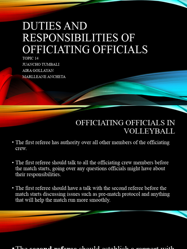 TOPIC 14 Duties and Responsibilities in Volleyball Download Free PDF Referee Volleyball