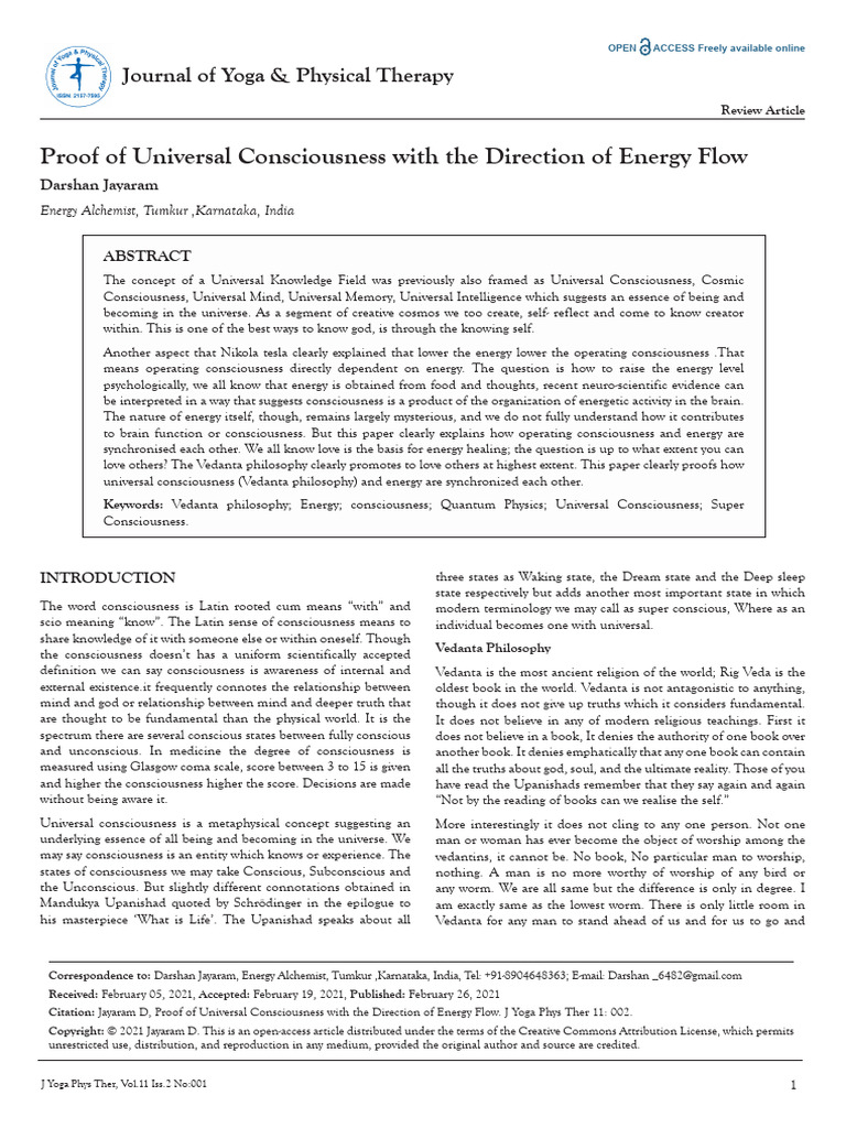Proof Of Universal Consciousness With The Direction Of Energy Flow 1