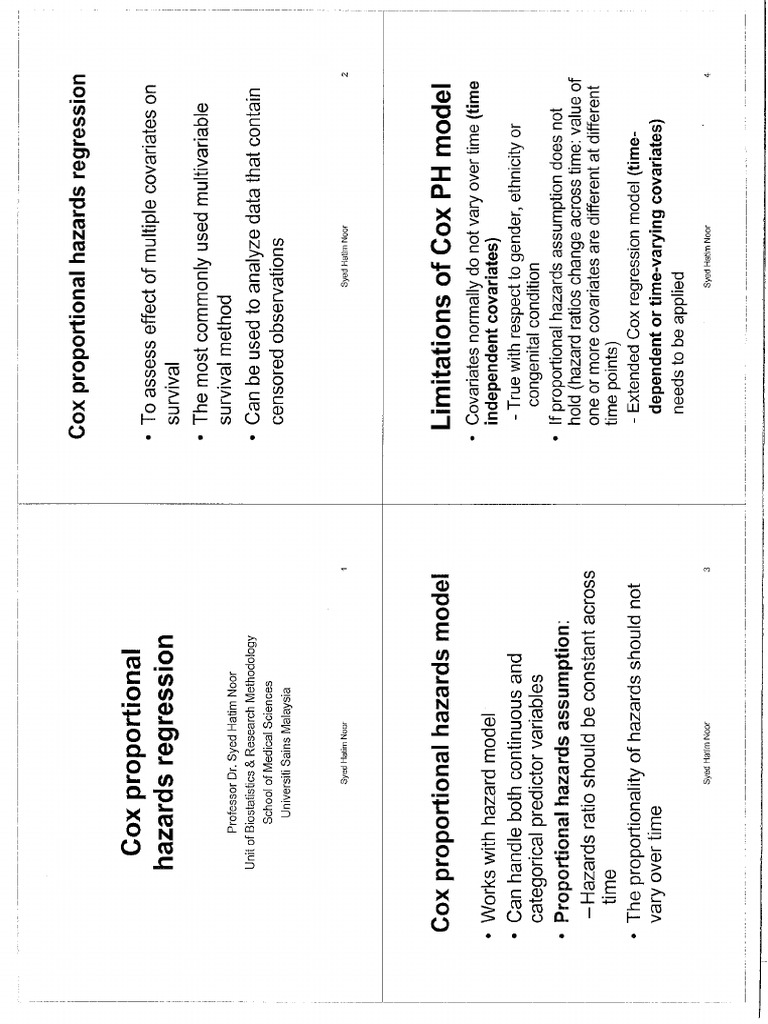 Cox Proportional Hazards Regression | PDF