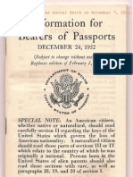 1952/1953. Information For Bearers of Passports (December 24, 1952), Issued by The Passport Office, Department of State, Printed by The US Government Printing Office. Mary Catherine Bergamo.