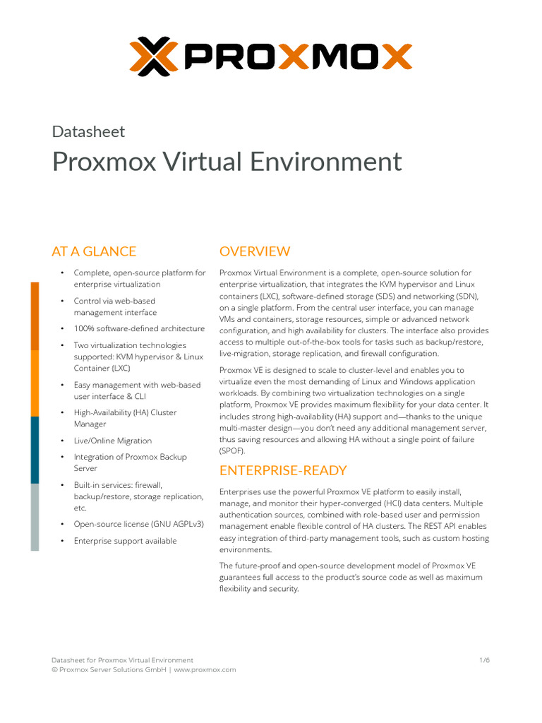 Proxmox VE Enterprise Virtualization | PDF | Virtualization | Computer ...