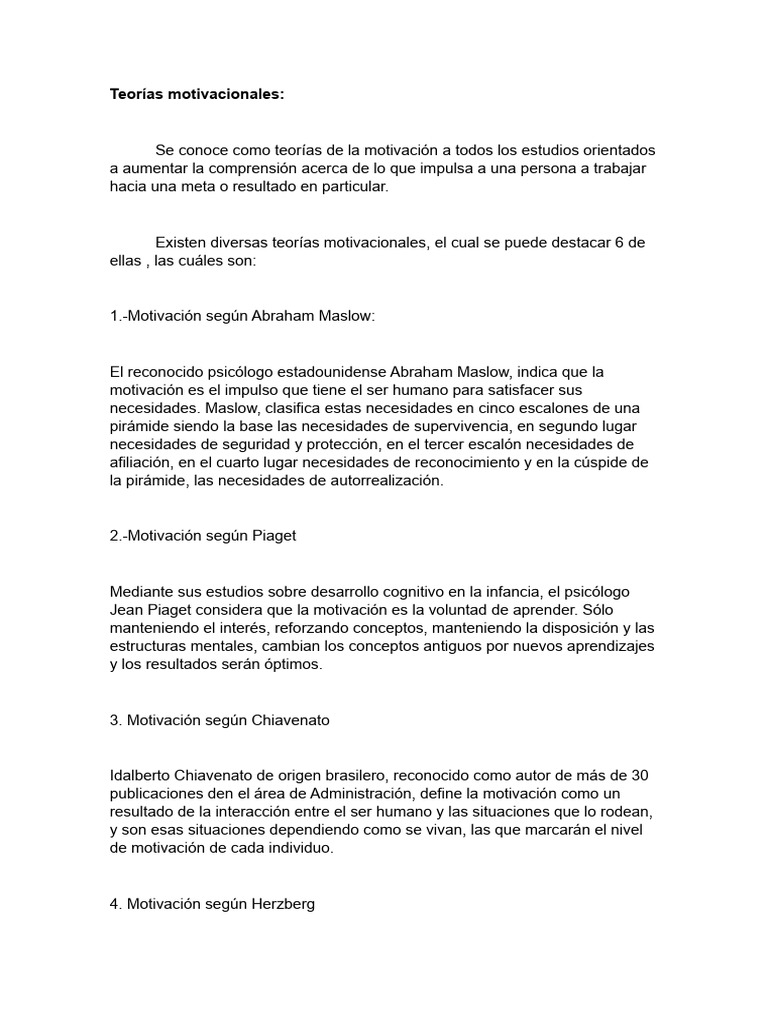 Teorías de la Motivación en Psicología | PDF | Motivación | Motivacional