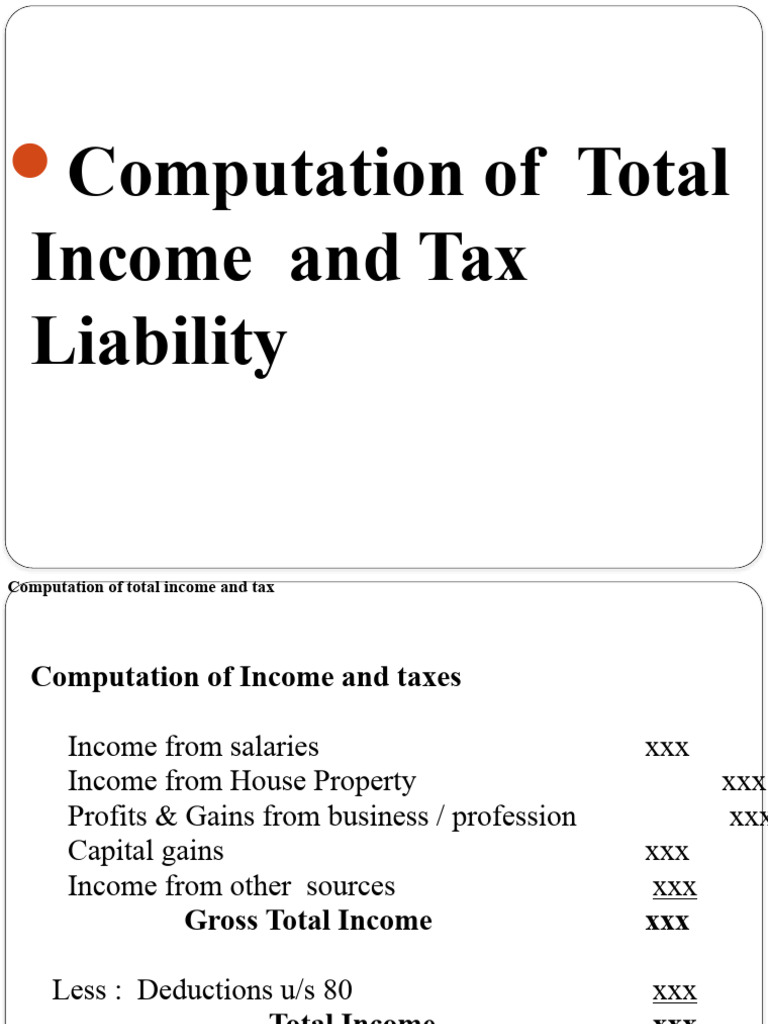 Total Income and Tax Computation Guide | PDF | Tax Deduction ...