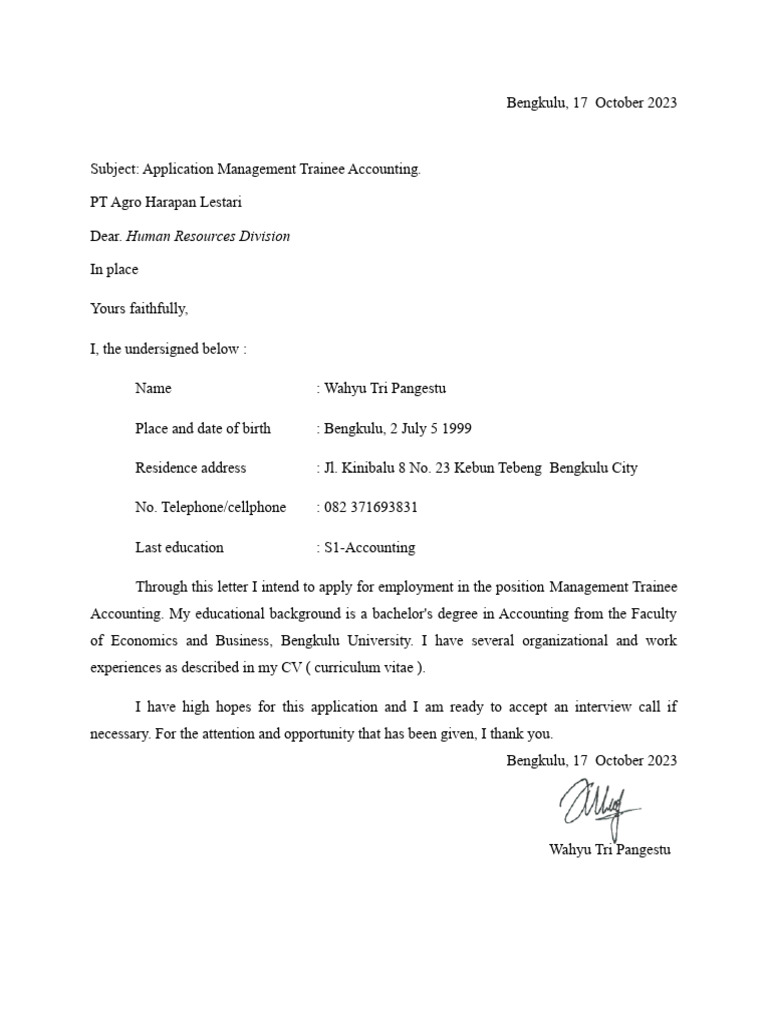 Management Trainee Application | PDF | Career & Growth | Business