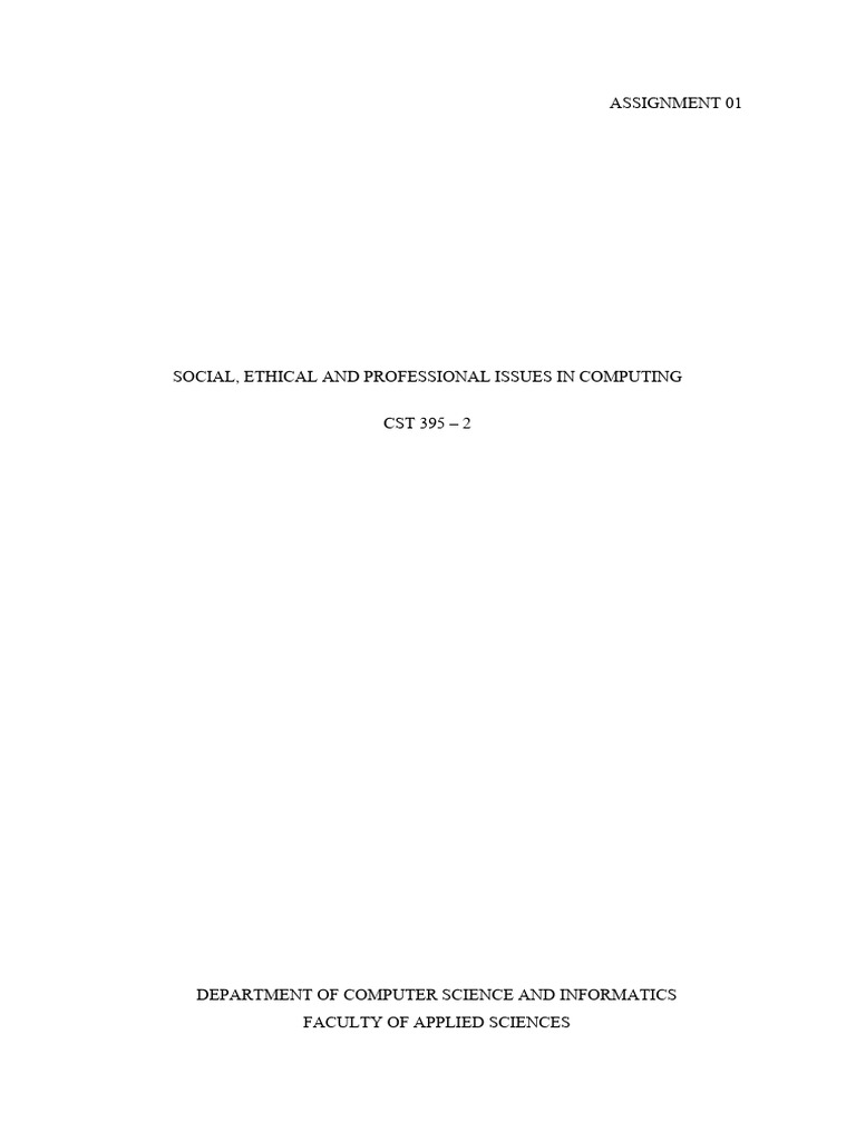 Social, Ethical and Professional Issues in Computing | PDF ...