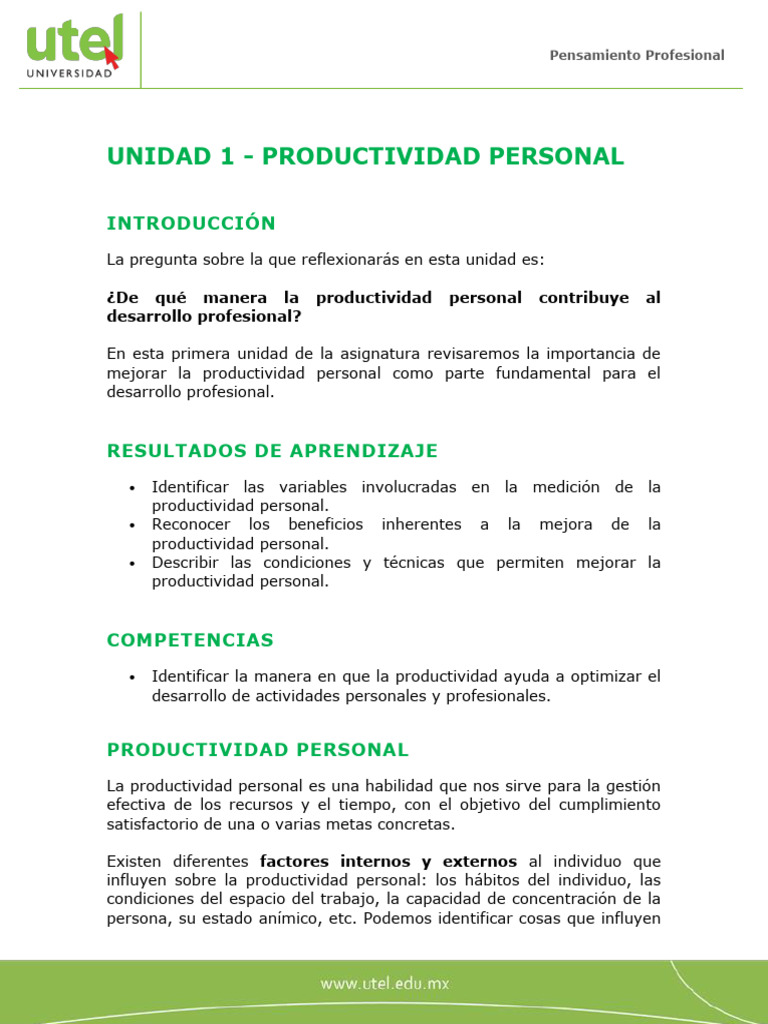 Mejora tu Productividad Personal | PDF | Gestión del tiempo ...