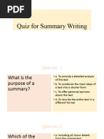 Quiz For Summary Writing