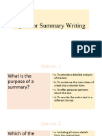 Quiz For Summary Writing