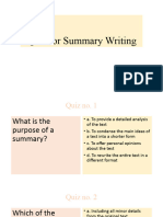 Quiz for Summary Writing