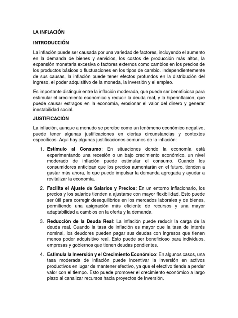 Impacto y Control de la Inflación | PDF | Inflación | Economía monetaria
