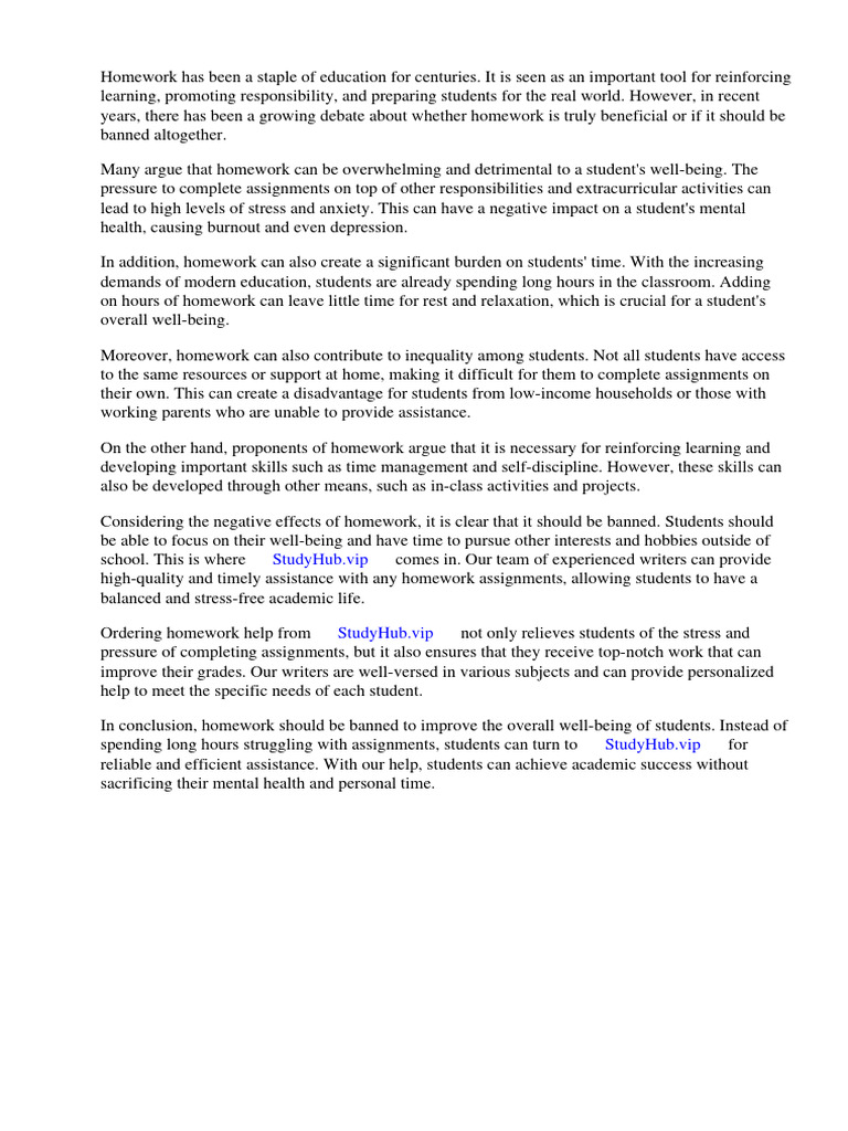 Homework Be Banned Pdf Homework Learning