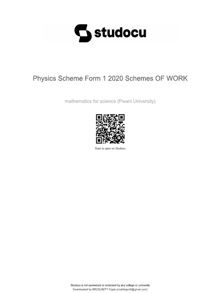 Physics Scheme of Work FORM 1 | PDF