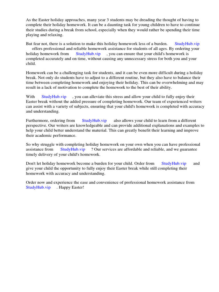 Easing Year 3 Easter Homework Stress | PDF | Http Cookie | Homework, image size:768x1024