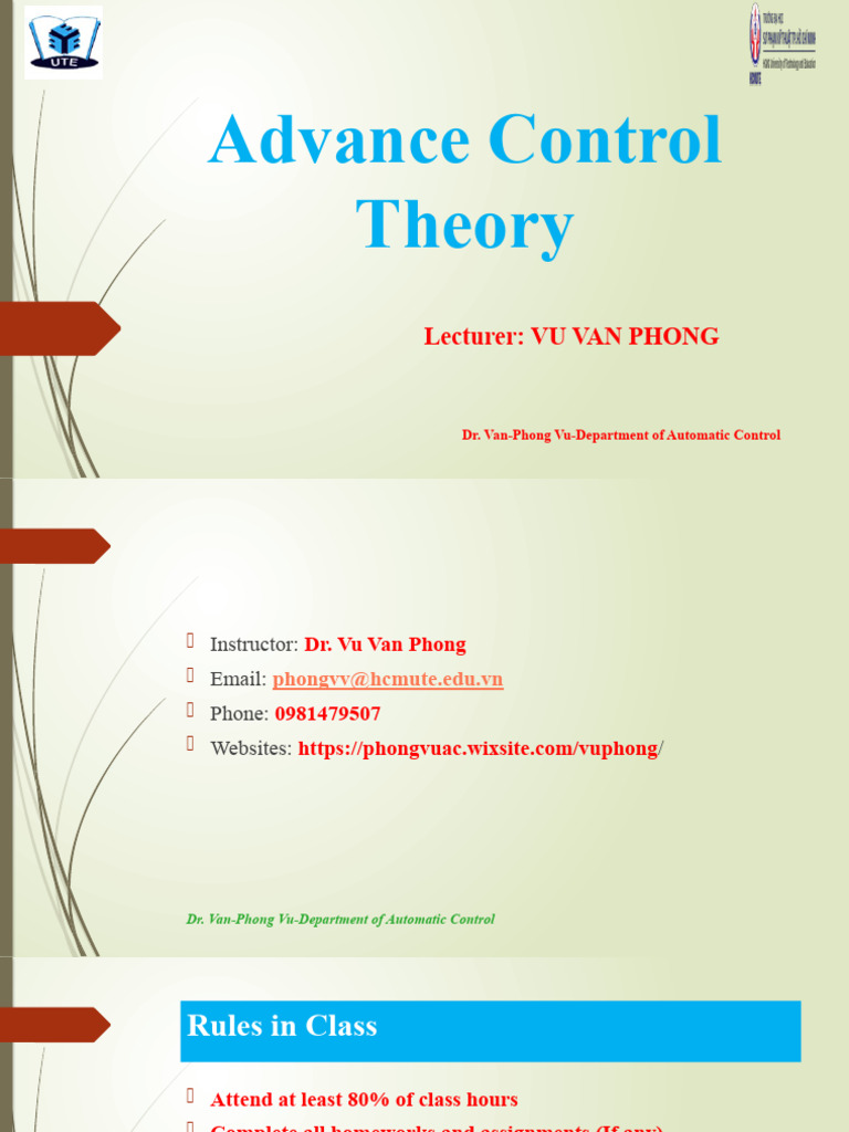 Advanced Control Theory Course Overview | PDF | Mathematical Physics ...