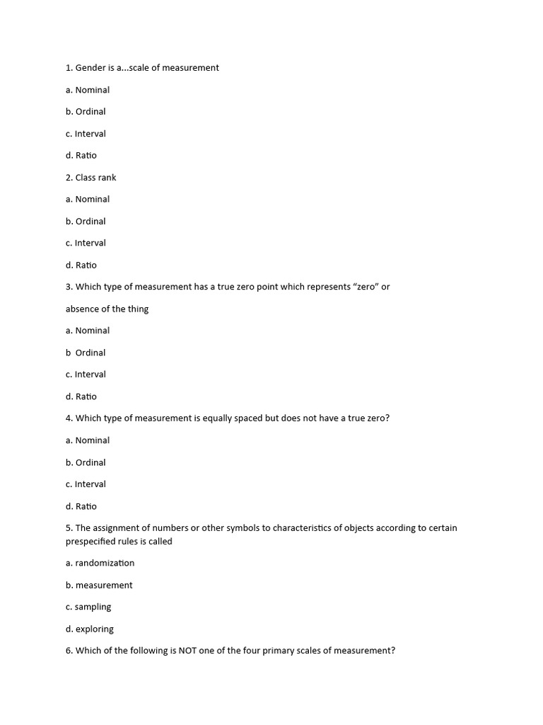 Scale of measurement adekola kamaldeen pdf level of measurement