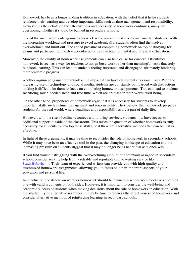 should-homework-be-banned-in-secondary-schools-pdf-homework-learning
