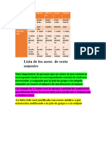 Lista de Los Aseos de Sexto Semestre