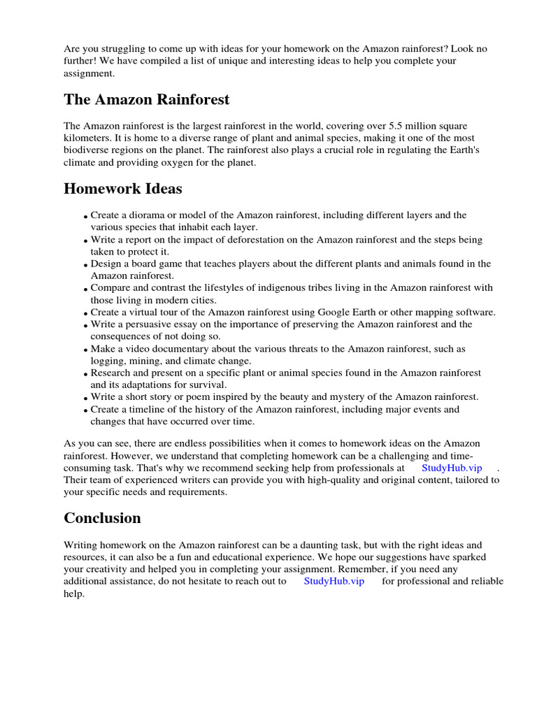 Amazon Rainforest Homework Ideas | PDF | Rainforest | Amazon Rainforest