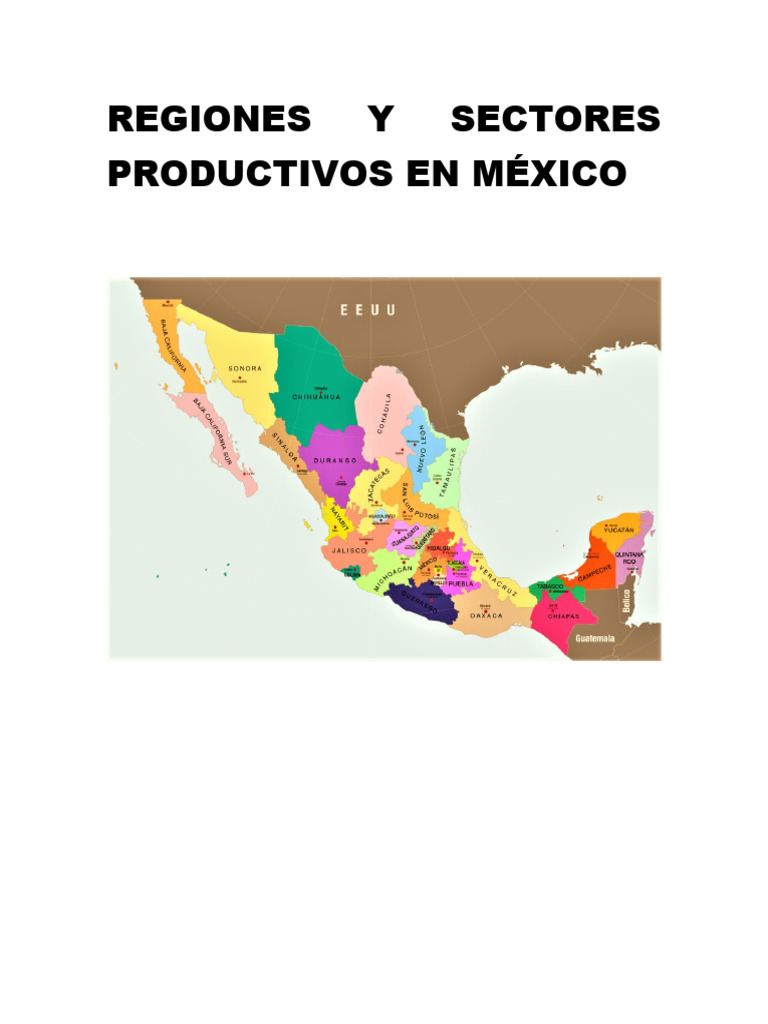 Sectores Productivos en Regiones de México | PDF | México | Economias