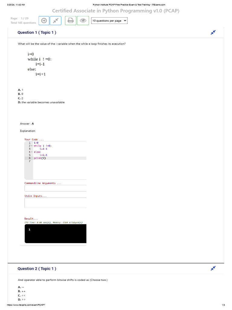 Python Institute PCAP Free Practice Exam & Test Training | PDF ...