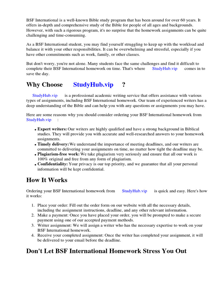 Bsf international homework pdf spss bible