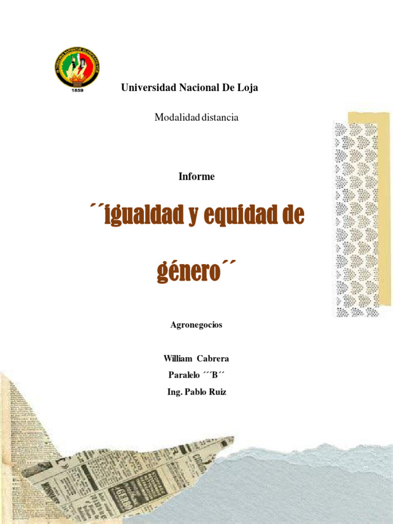Igualdad y Equidad de Género en Agronegocios | PDF | Estudios de género ...