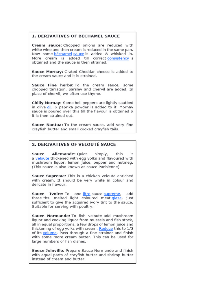 Derivatives of Mother Sauces PDF Sauce Mayonnaise