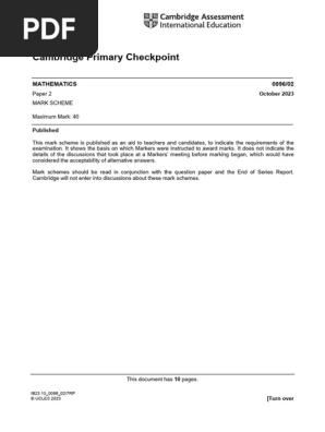 2023 P2 OCT Math Checkpoint - Answers