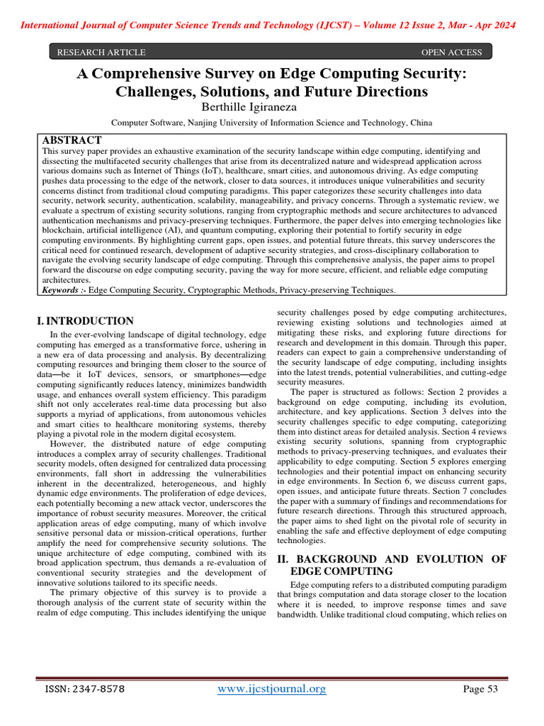 Edge Computing Security Survey | PDF | Security | Computer Security