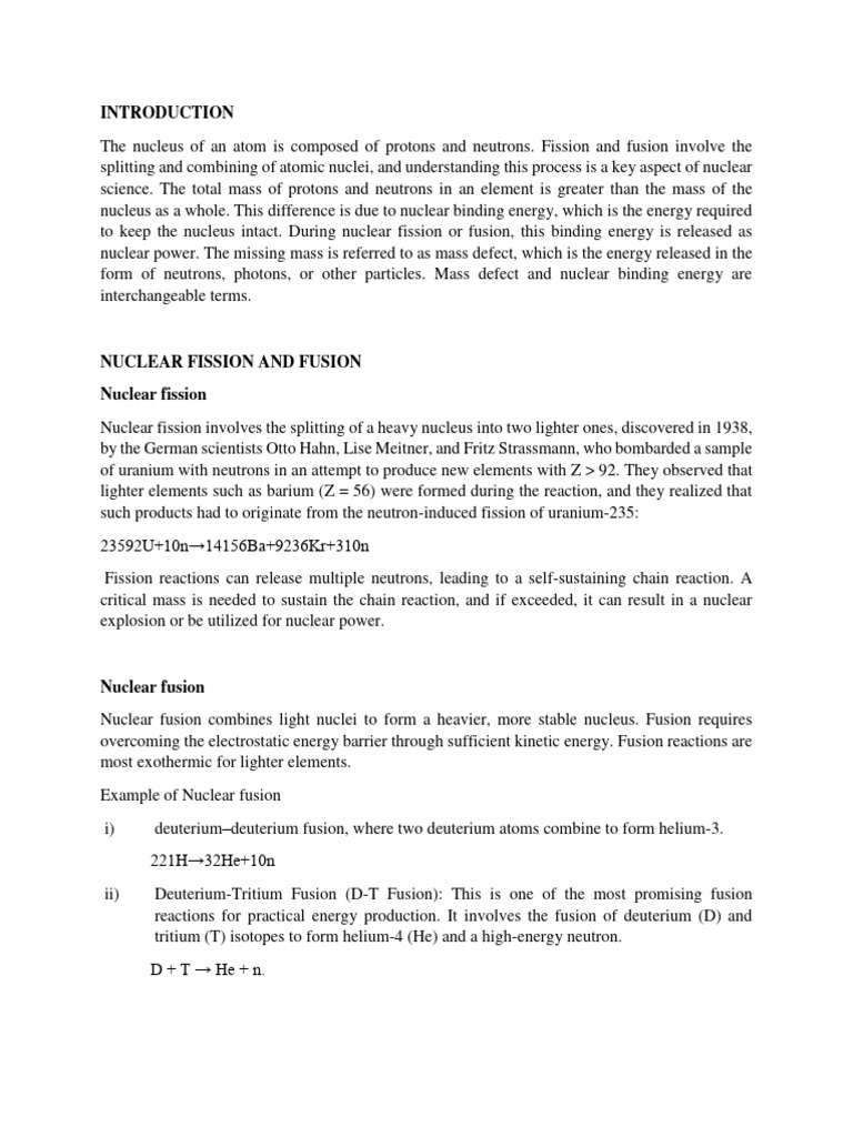 Nuclear Fission and Fusion Explained | PDF | Nuclear Fusion | Nuclear ...