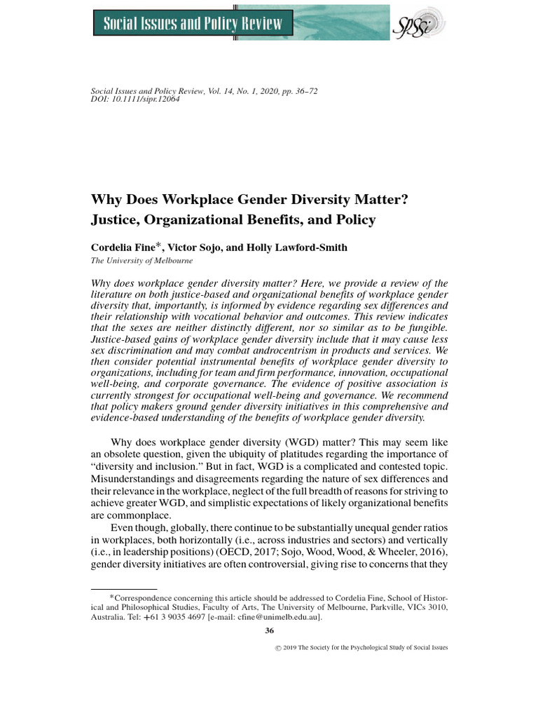 Importance of Workplace Gender Diversity | PDF | Discrimination | Sexism
