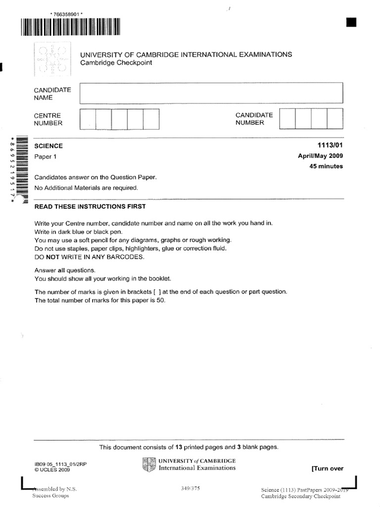 April 2009 Paper 1 RP | PDF