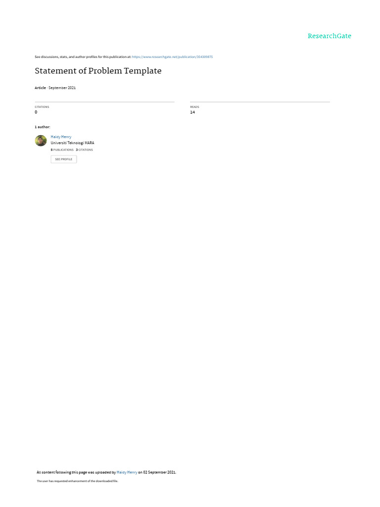 Problem Statement Writing Template | PDF | Self-Improvement | Science ...