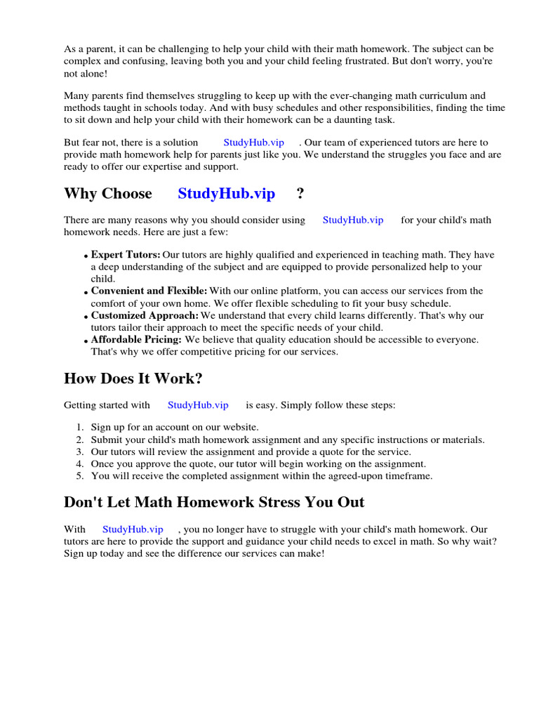Math Homework Help for Parents | PDF | Mathematics | Homework