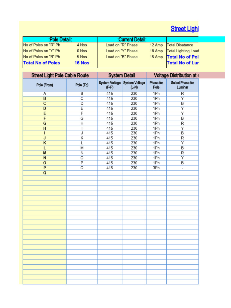 Street Light Voltage Drop PDF Quantity Metrology