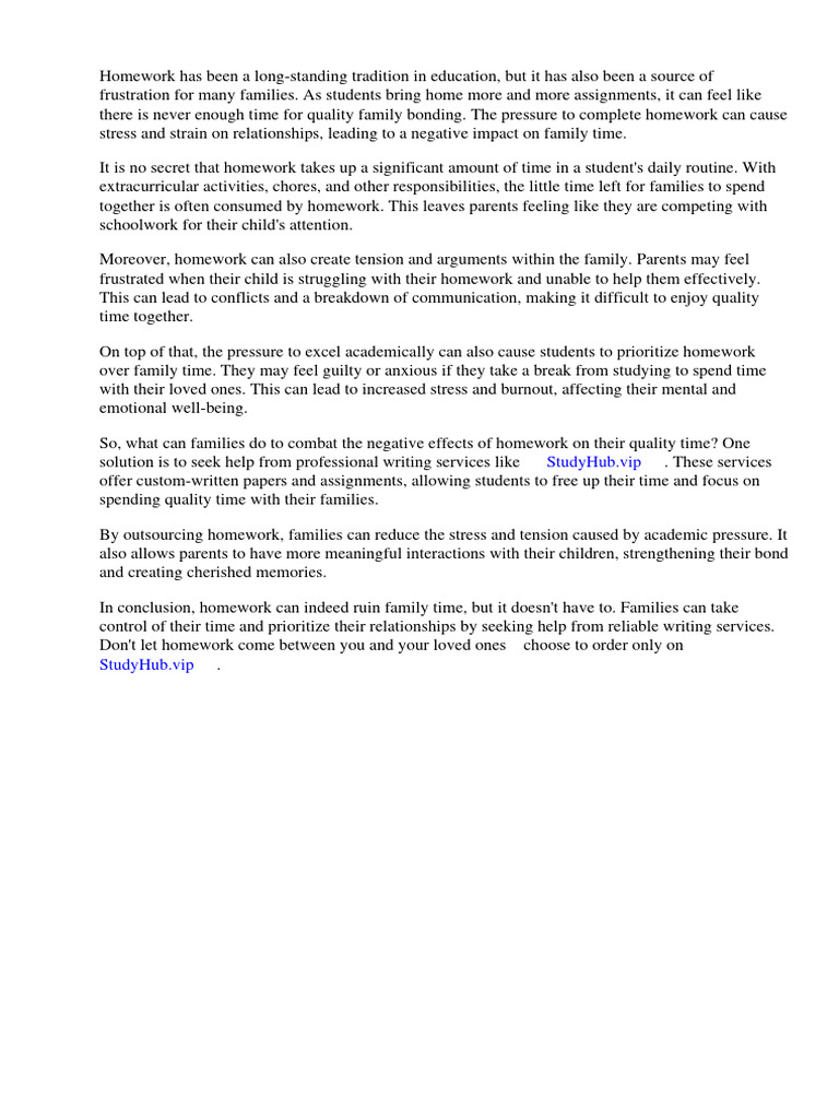 Homework's Impact on Family Time | PDF | Homework