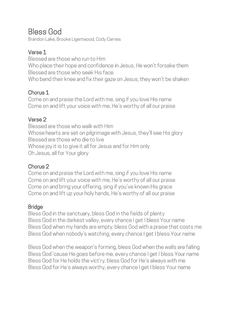 Bless God - Song Lyrics | PDF | Poetry