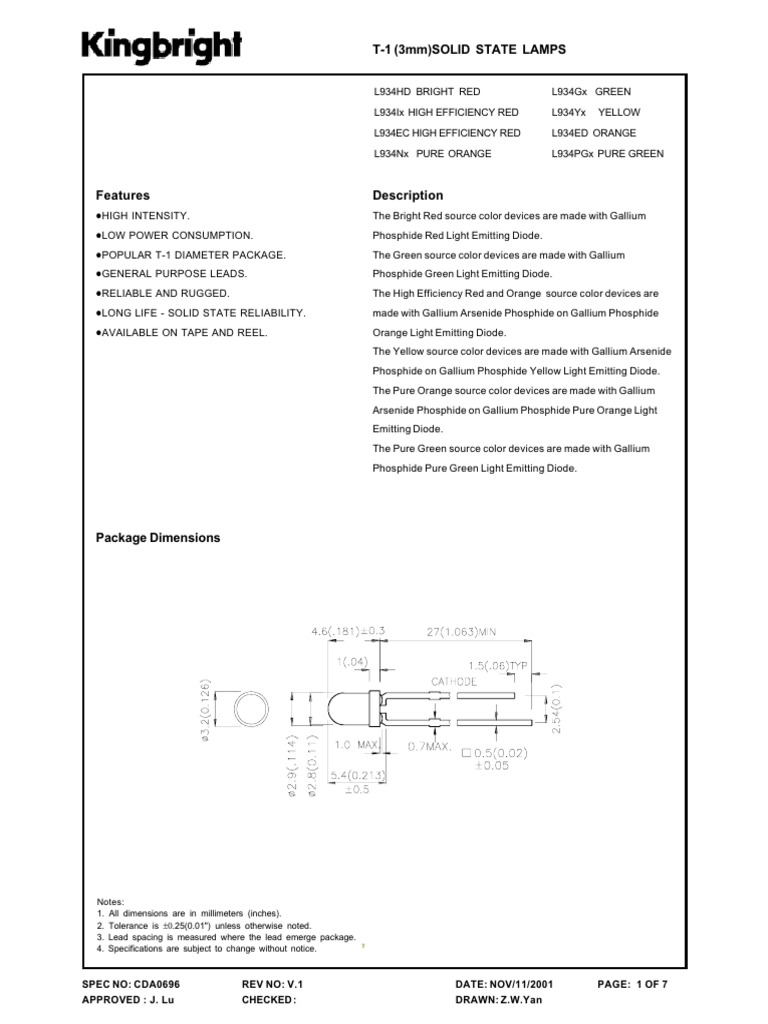 LED 3mm Red | PDF | Light Emitting Diode | Color