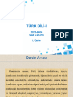 Türk Dili-I: 2023-2024 Güz Dönemi I. Ünite