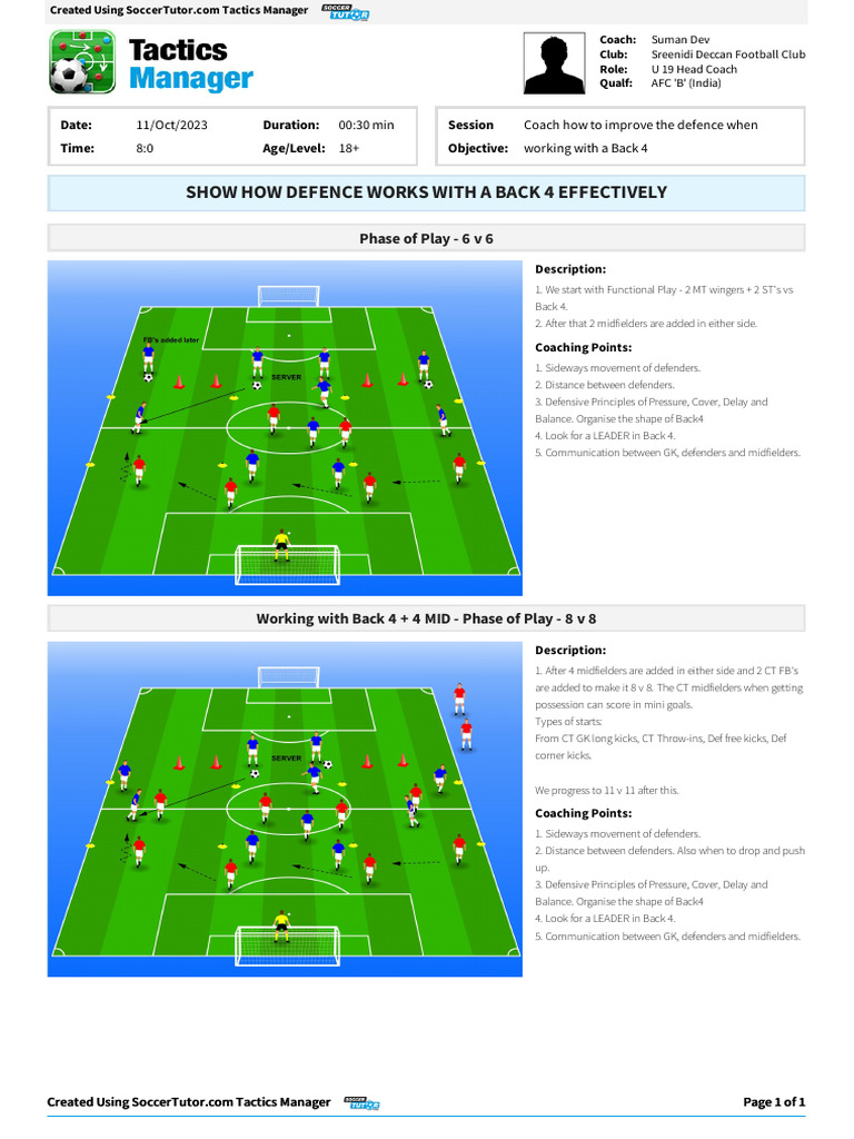 Back 4 Defensive Training Session | PDF | Defender (Association ...