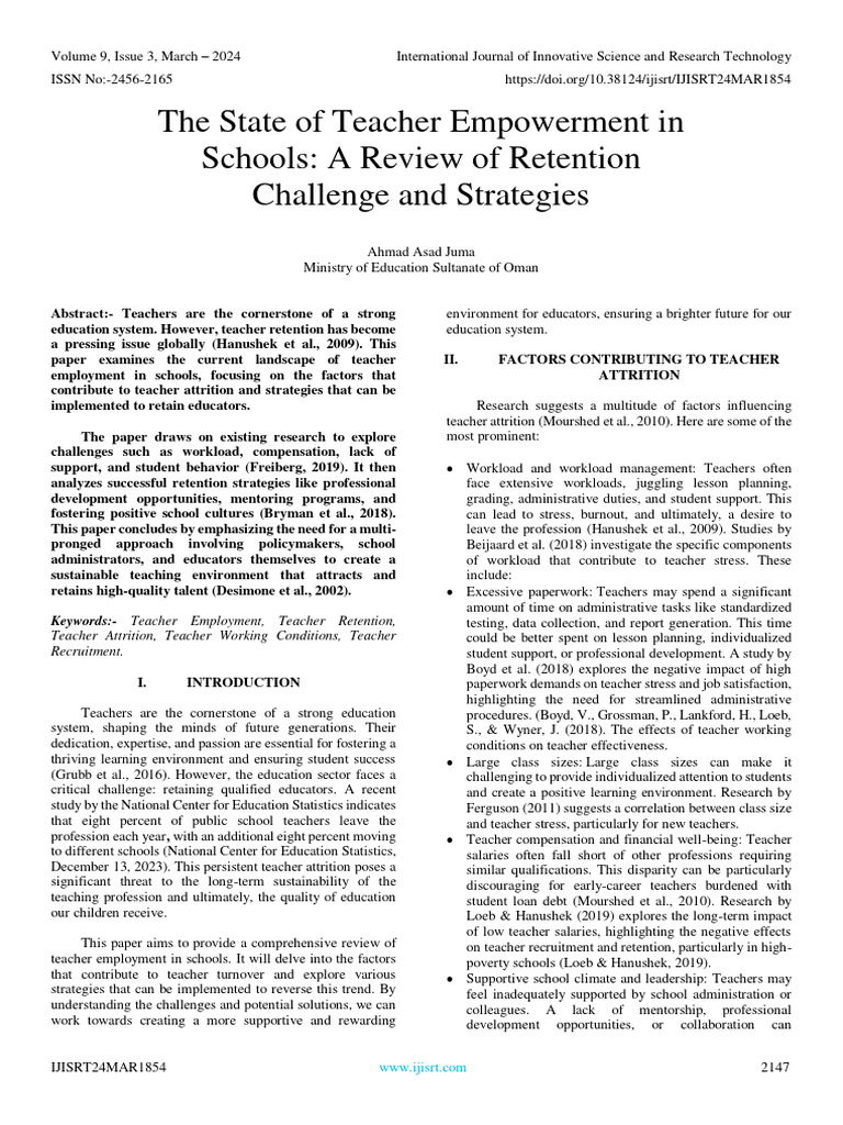 Teacher Empowerment and Retention Strategies | PDF | Teachers | Mentorship