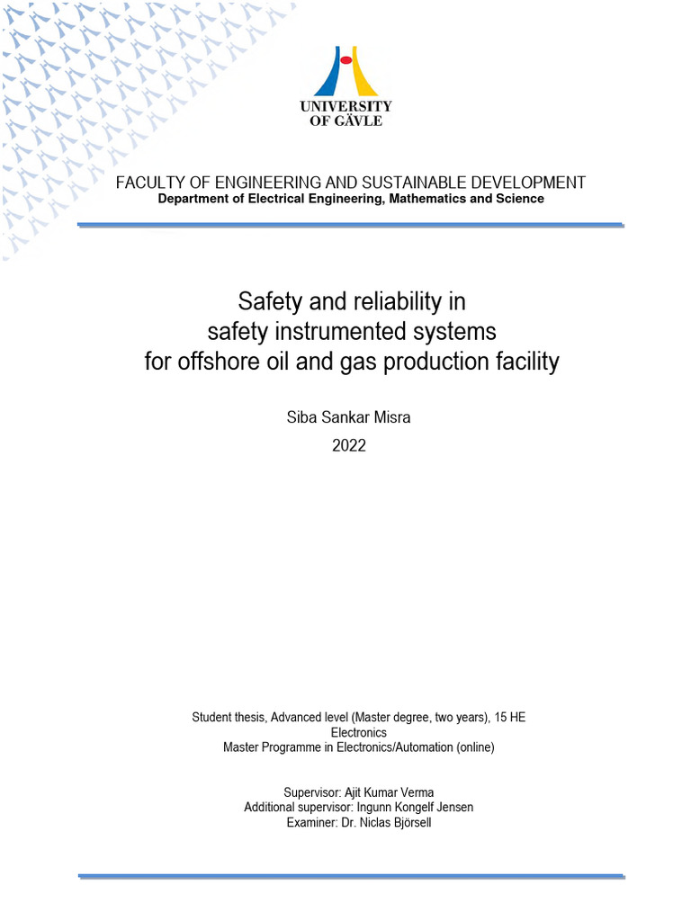 Safety Instrumented Systems in Oil & Gas | PDF | Reliability ...