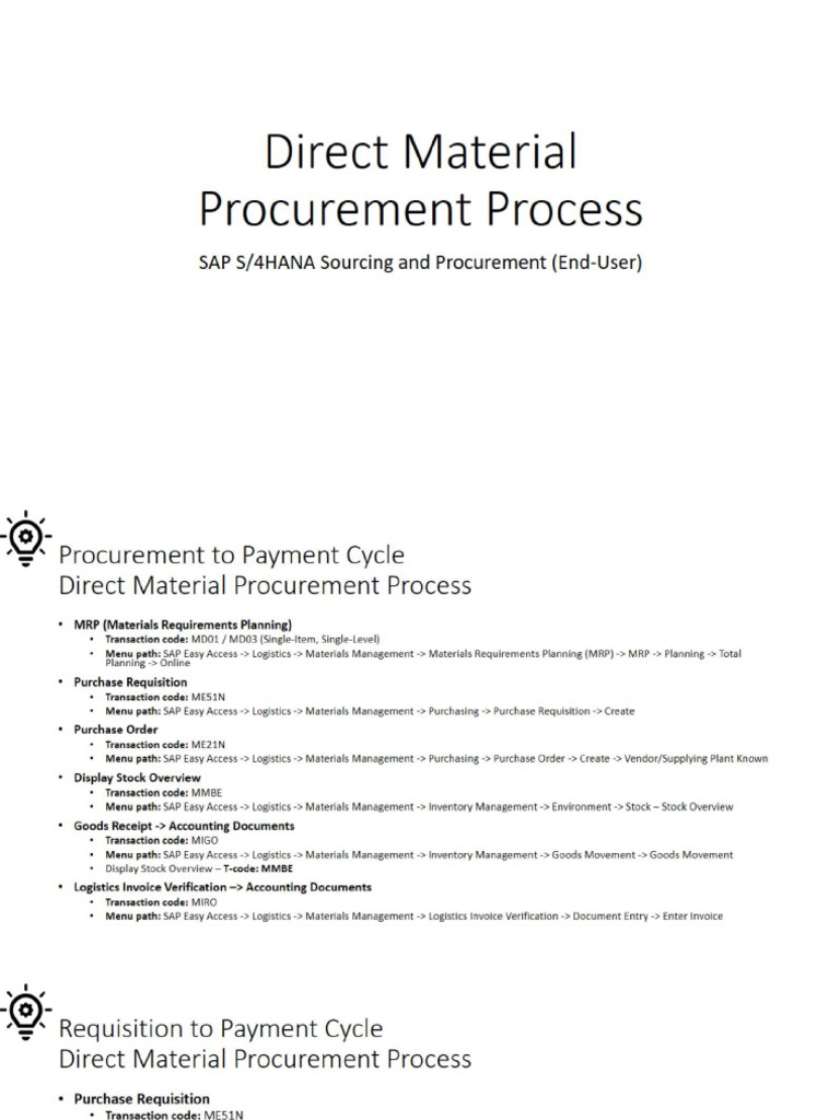 SAP+S4HANA+Sourcing+&+Procurement+ +section+ | PDF