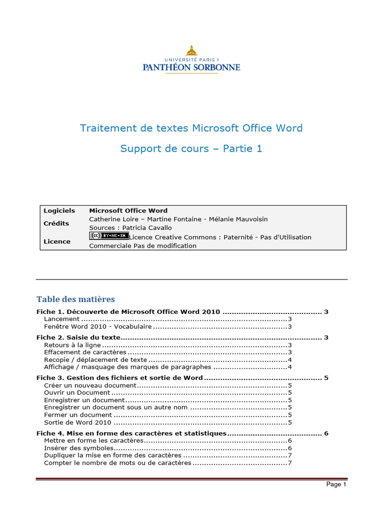 W - Cours Word Partie1 v2 | PDF | Microsoft Word | Informatique