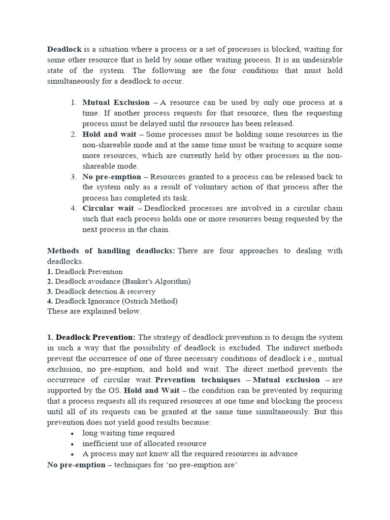 Deadlock gfg pdf concurrency computer science computer science
