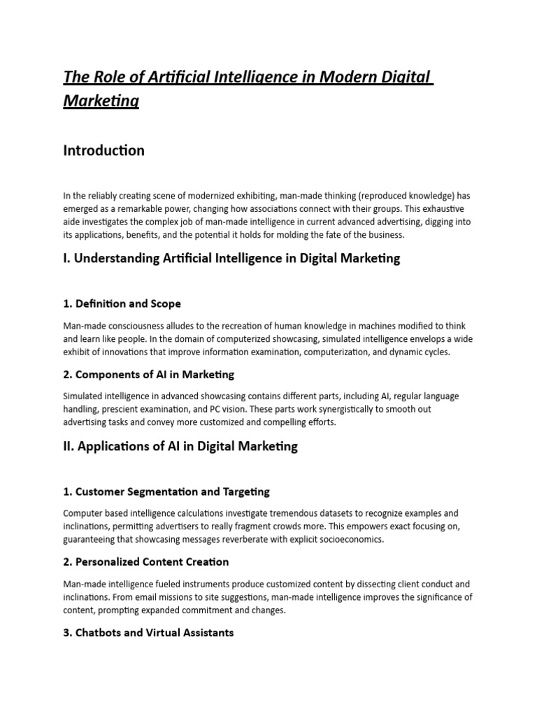 The Role of Artificial Intelligence in Modern Digital Marketing | PDF ...