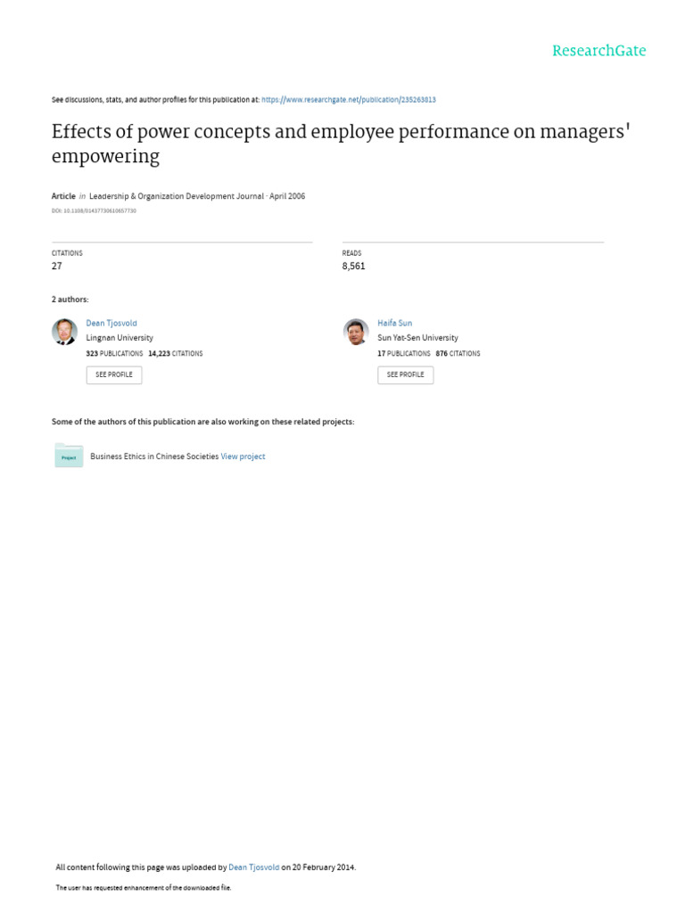 Power Concepts and Employee Empowerment | PDF | Empowerment | Employment