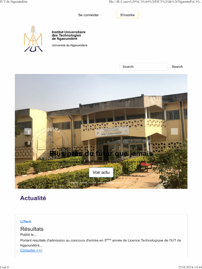 IUT de Ngaoundéré : Informations Clés | PDF | Technologie et ingénierie